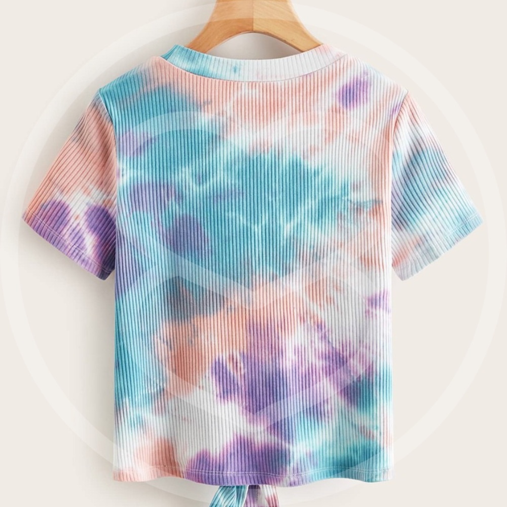 Tie Dye Front Tie Short Sleeve top - Picture 2 of 2